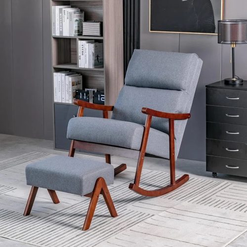 BORTS - Rocking Chair With Ottoman Footstool