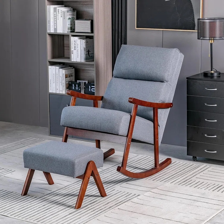 BORTS - Rocking Chair With Ottoman Footstool