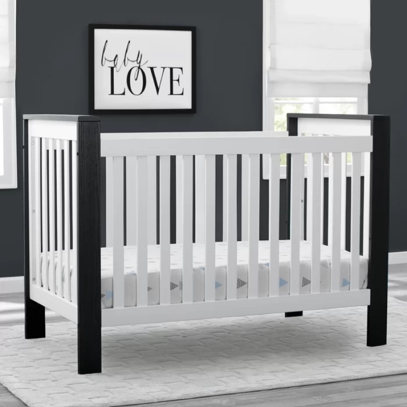 CALISTO - White & Black Contemporary Style Baby Crib