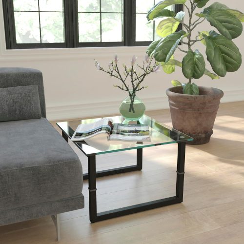 HELEN - Metallic Frame Glass Top Side Table
