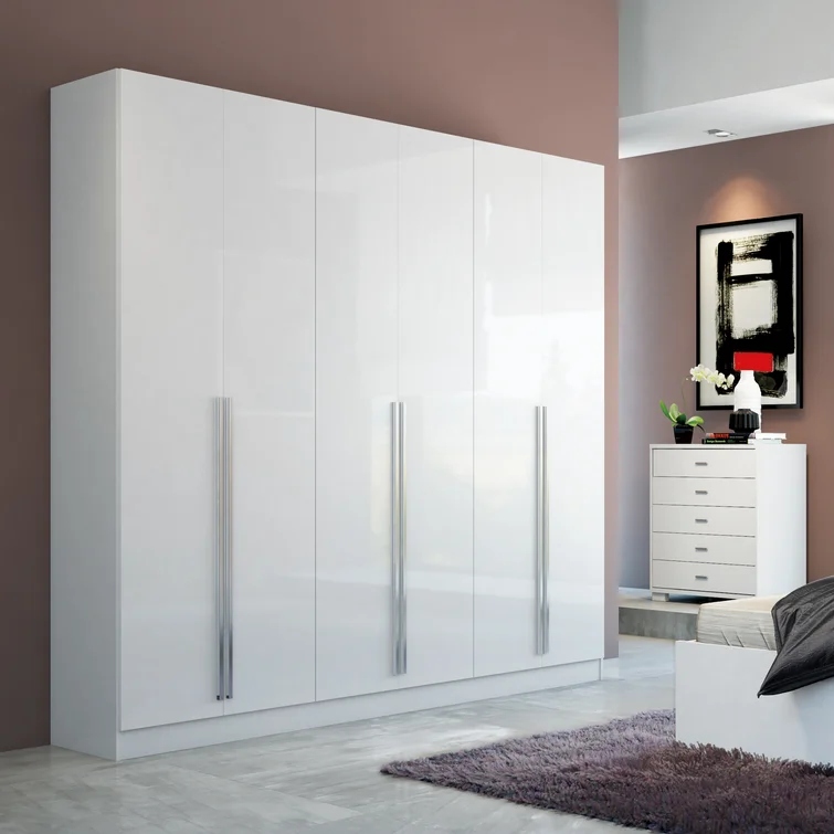 ABUZ - White Gloss Finish Six Door Wardrobe