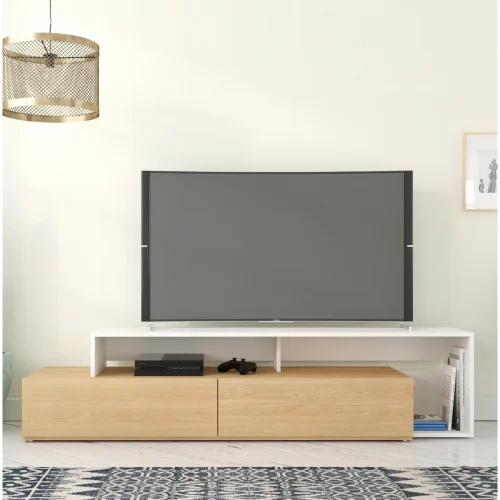 AREN - White & Oak Brown TV Console