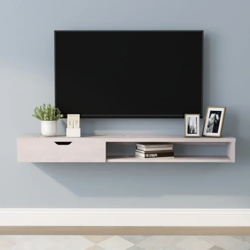 NESTURE - Modern White Wooden Floating TV console