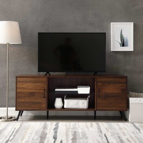 ZIDAAN - Dark Walnut Brown Storage TV Console
