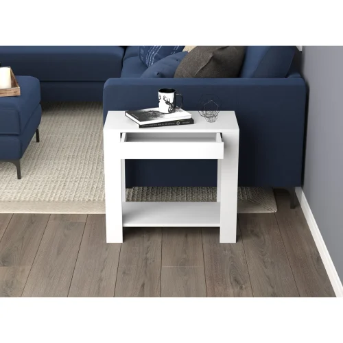MADLY - Storage End Table Wooden White