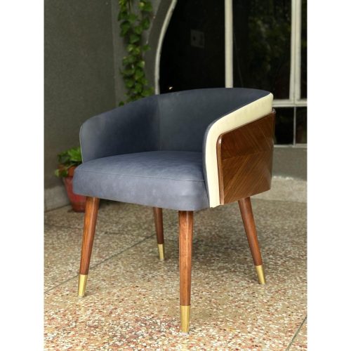 BRUCEE - Modern Arm Chair with Brass Cap Legs