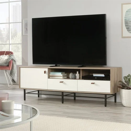 URBANTINE - White & Light brown Laminated TV Unit Stand