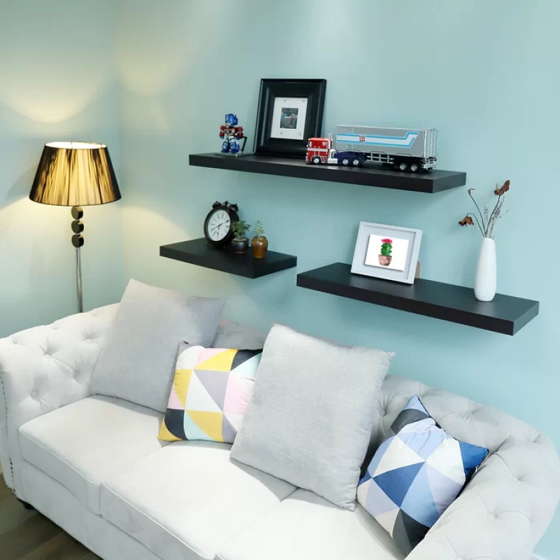 CAMIRIN - Wall Floating Shelves Three Piece Black
