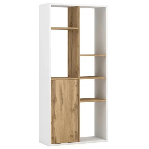 CLINT - White & Brown Single Cabinet Bookcase