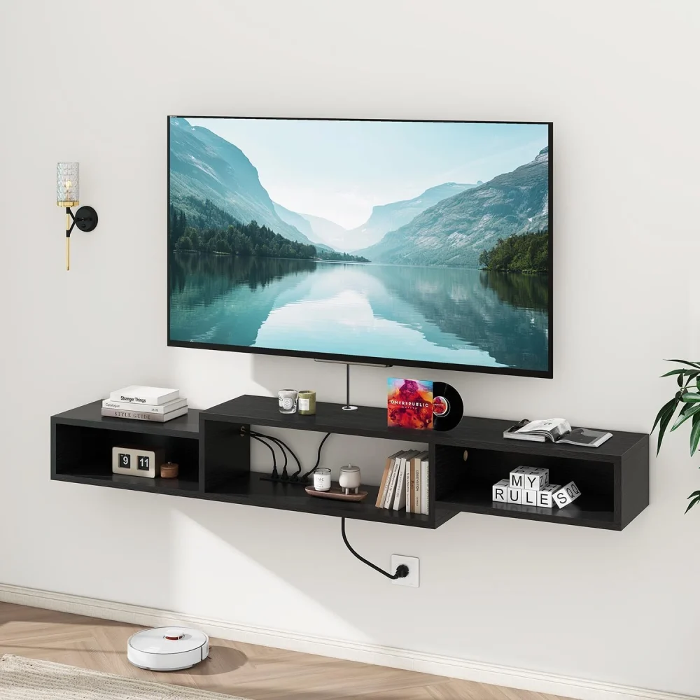 GLOVER - Serrated Shelf Floating TV Console