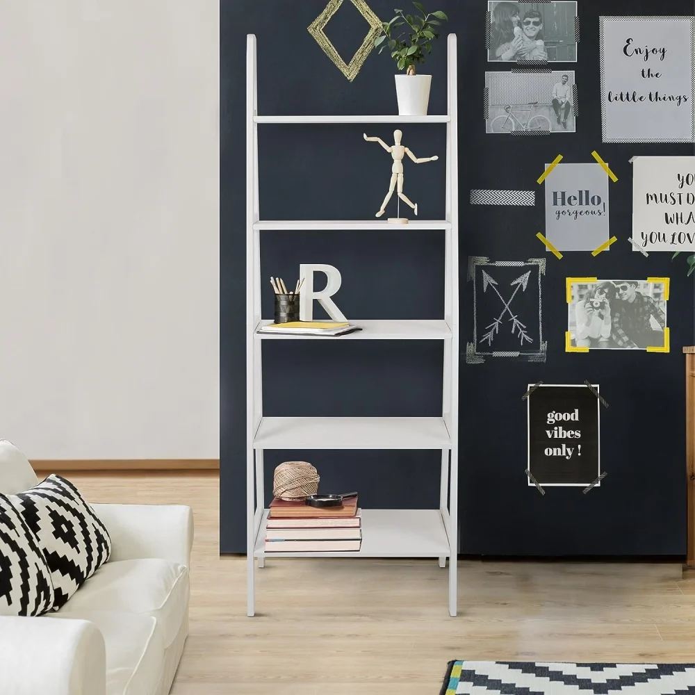 PANK - Five Step White Ladder Bookshelf