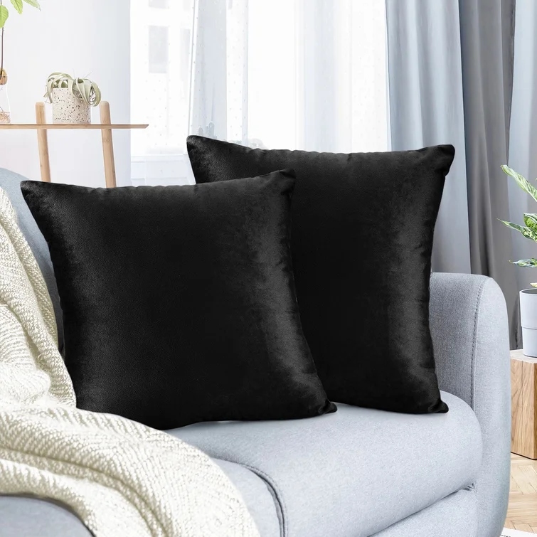 BLACK - Square Cushion (Set of Two)