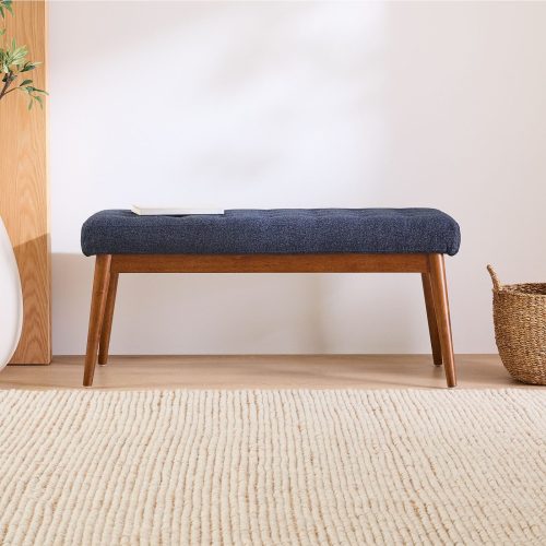 DONTA - Ottoman Bench with Brown Polish Finish  Legs