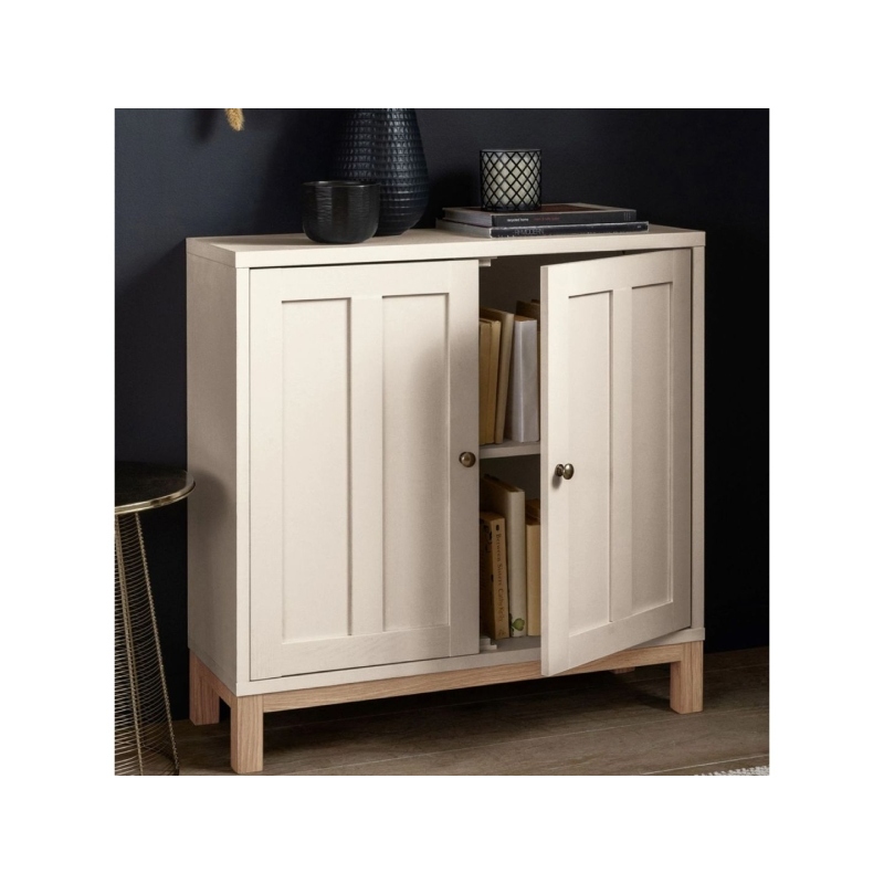 CALLUM - Cream & Oak Brown Compact Storage Side Board