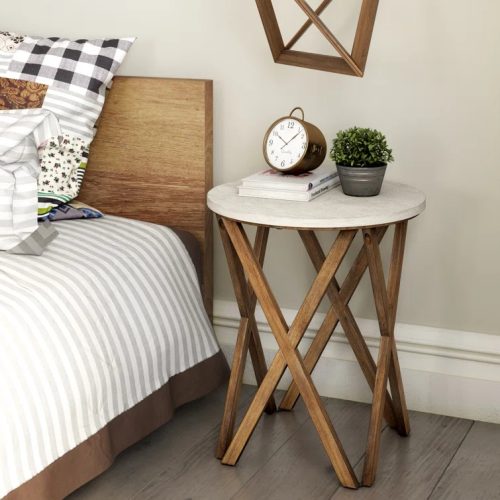 BRAZE - Round End Table with X Legs