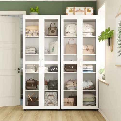 KJO - Four Door Five Story Glass Panel Wardrobe