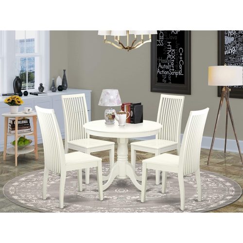 CAIDEN - White Round Dining Table Set