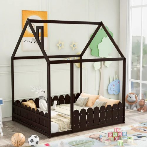 BELLE - Dark Brown Polish Finish Canopy Style Kids Bed