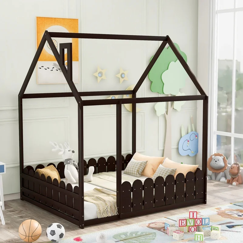BELLE - Dark Brown Polish Finish Canopy Style Kids Bed