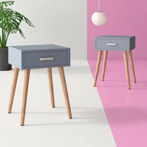 SMOKE - Grey Contemporary Style Nightstand Pair