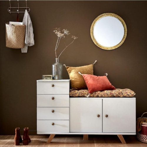 PRADEL - Grey Modern Combo Chest of Drawer & Cabinet