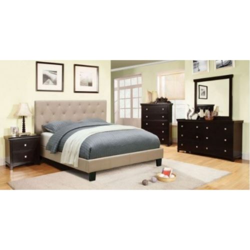 DENIZ - Ivory & Espresso Modern Bedroom Set Five Pieces