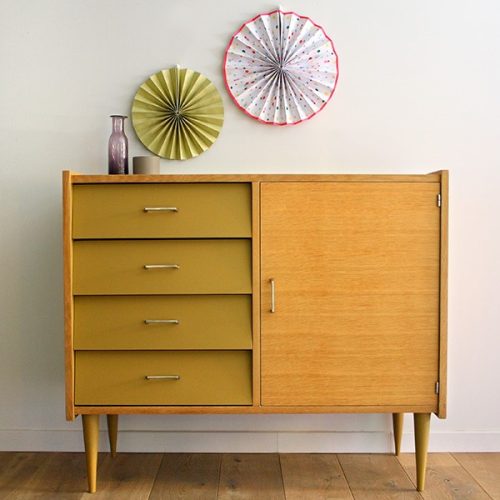 AIZLE - Brown & Matt olive Green Side Board Dresser