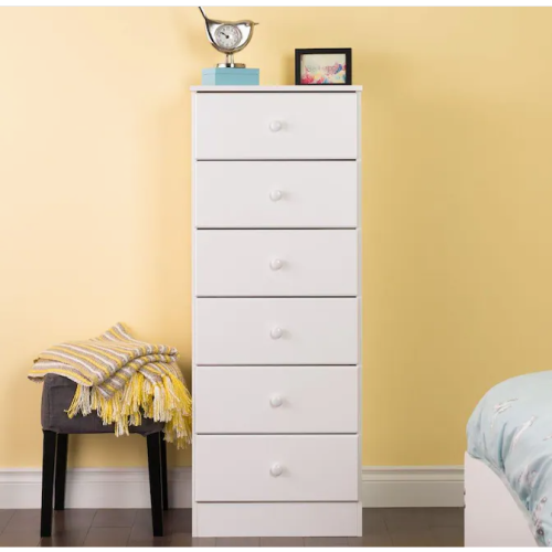 EDDIE - White Side Dresser with Six Drawers