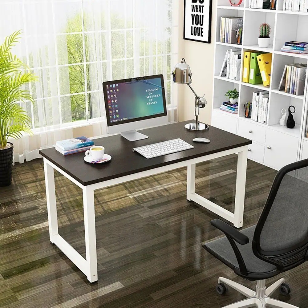 EDZER - Black & White Manager Table with Metallic Frame