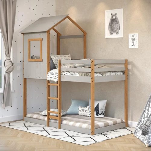 HARPER- Tree House Bunk Bed with Ladder and Guardrails