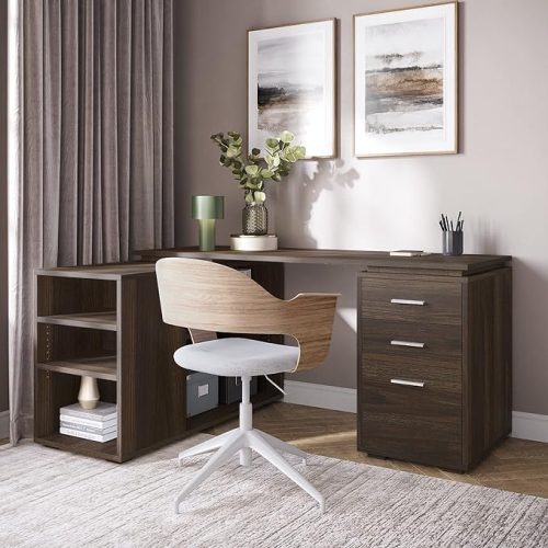 LEEYA - Dark Brown Vintage Style Manager Table