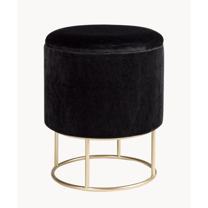 VIYEH - Black Vanity Stool with Wrought Iron Frame