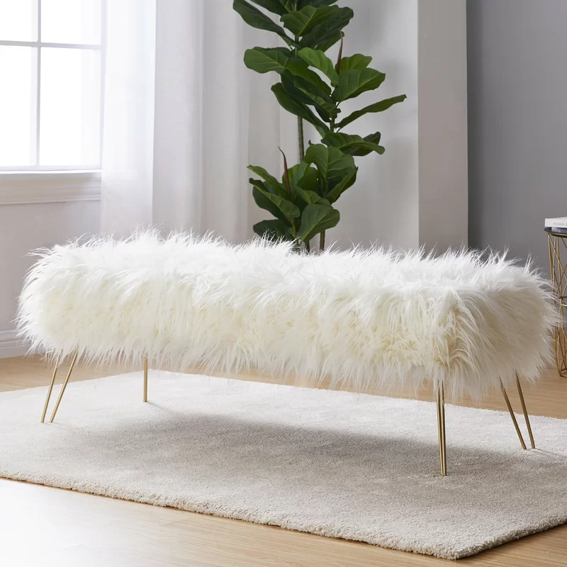 ACER - White & Golden Ottoman Bench