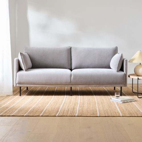 ELENOIR - Three Seater Sofa with Metallic Black Legs