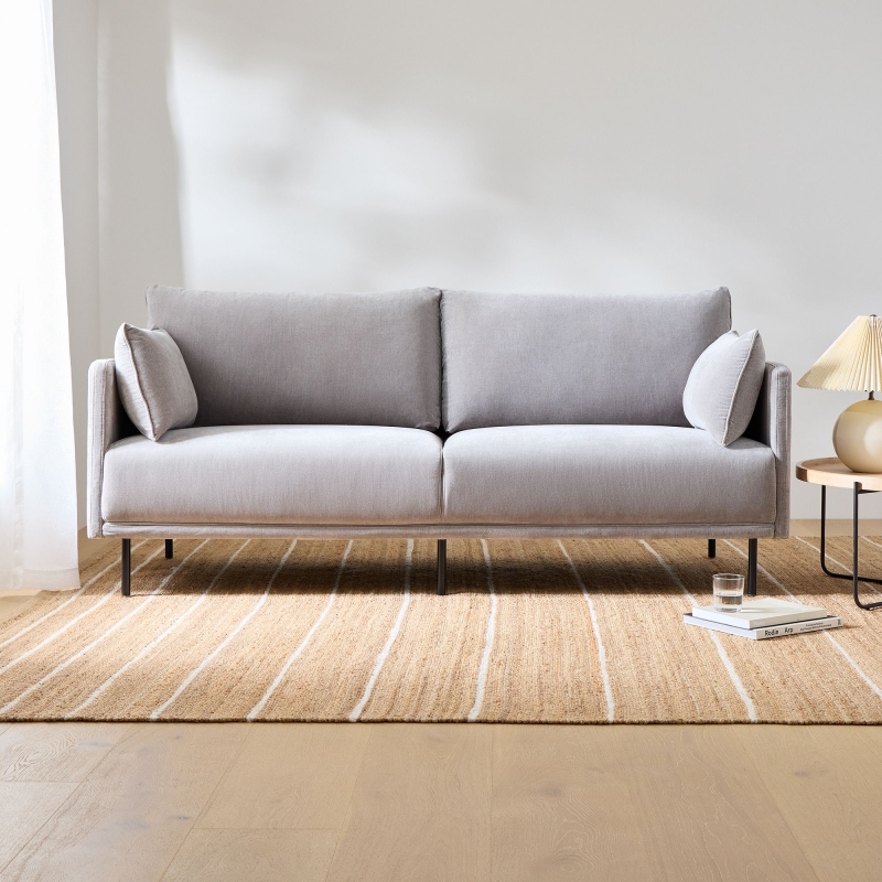 ELENOIR - Three Seater Sofa with Metallic Black Legs