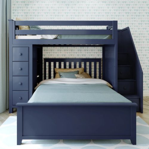 AZURE - Midnight Blue L Shaped Bunk Bed With Storage Drawers