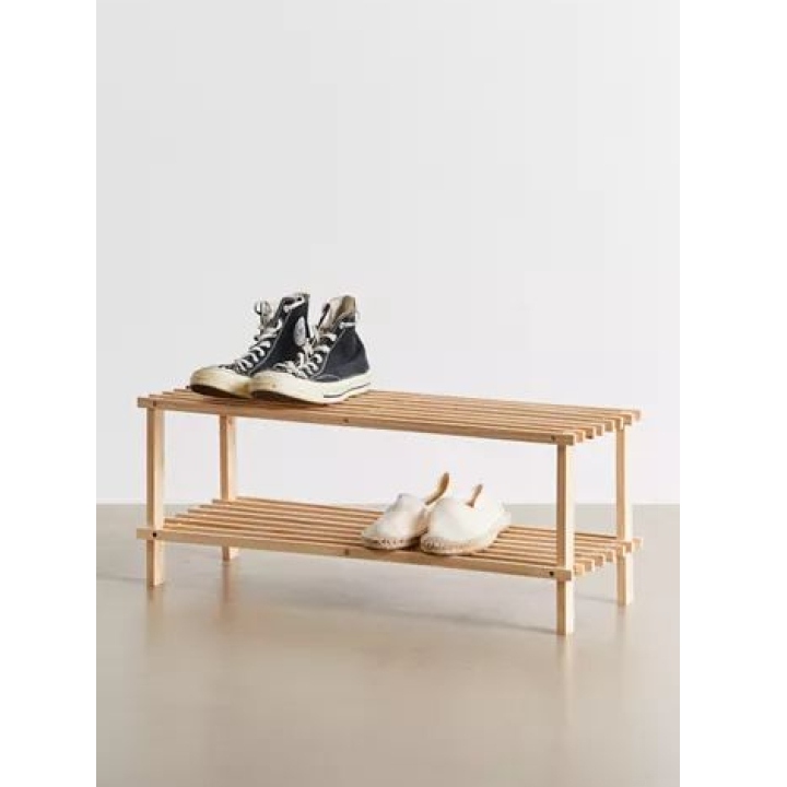 ZOU - Wooden Plank Two Tired Shoe Rack