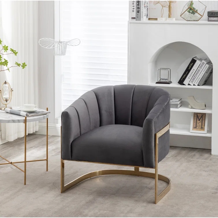 FLINT - Barrel Chair with C Shape Metallic Base