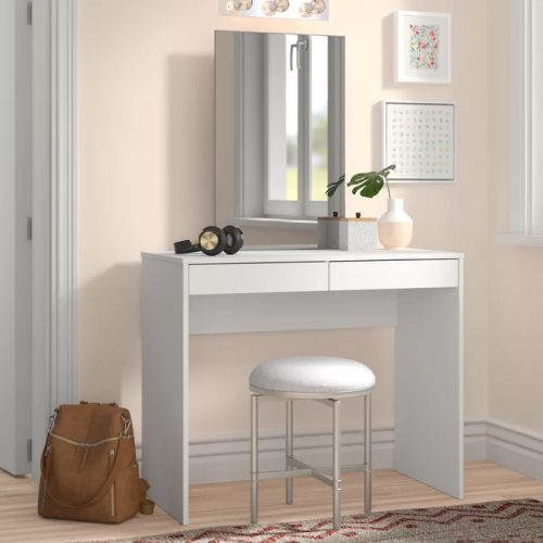 PENZEI - White Vanity Desk With Mirror