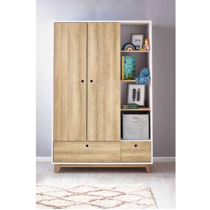 KORO - Double Door Wardrobe with Open Shelves