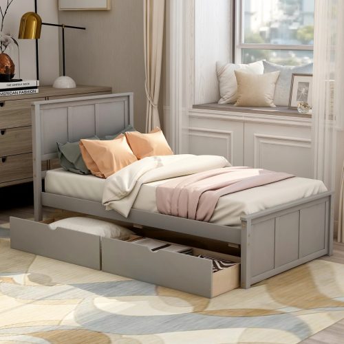 CANDARA - Grey Teen Bed with Drawers