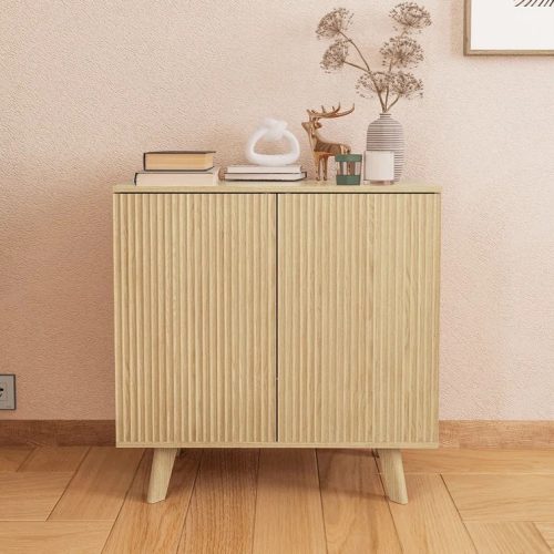 RHETORICA - Oak Brown Fluted Door Storage Cabinet