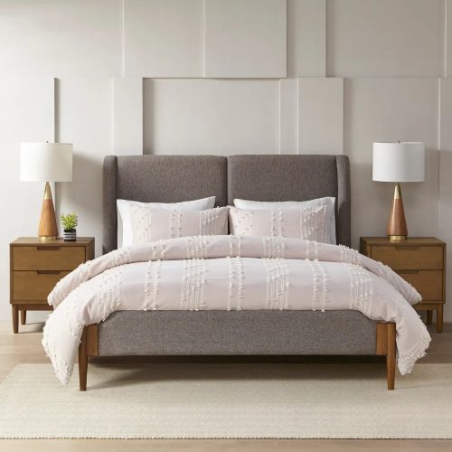 FOSS - Grey Jute Upholstery King Size Bed