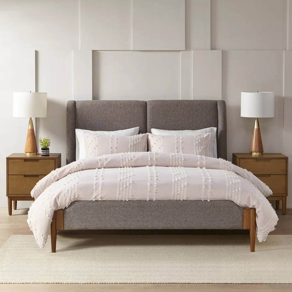 FOSS - Grey Jute Upholstery King Size Bed