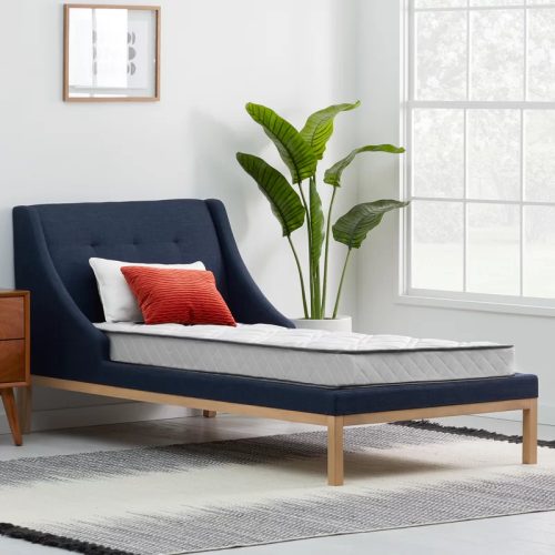 BLEUE - Blue Kids Bed with Tufted Headboard
