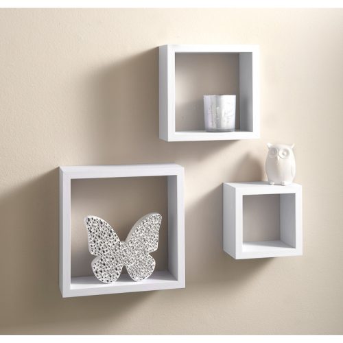 EVER Square Cubes  Wall Decor Shelf Set of Three White