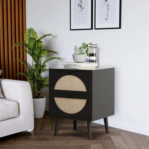 TIGA - Set Of Two Nightstands with Cane work
