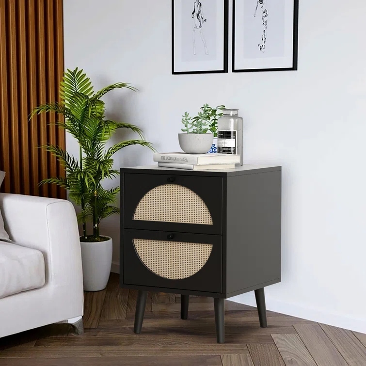 TIGA - Set Of Two Nightstands with Cane work