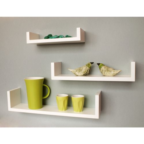 CARRO - U-Shaped Floating Shelves White Set of 3