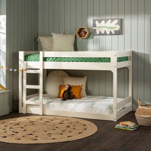 KOYKA - White Bunk Bed with Three Step Ladder